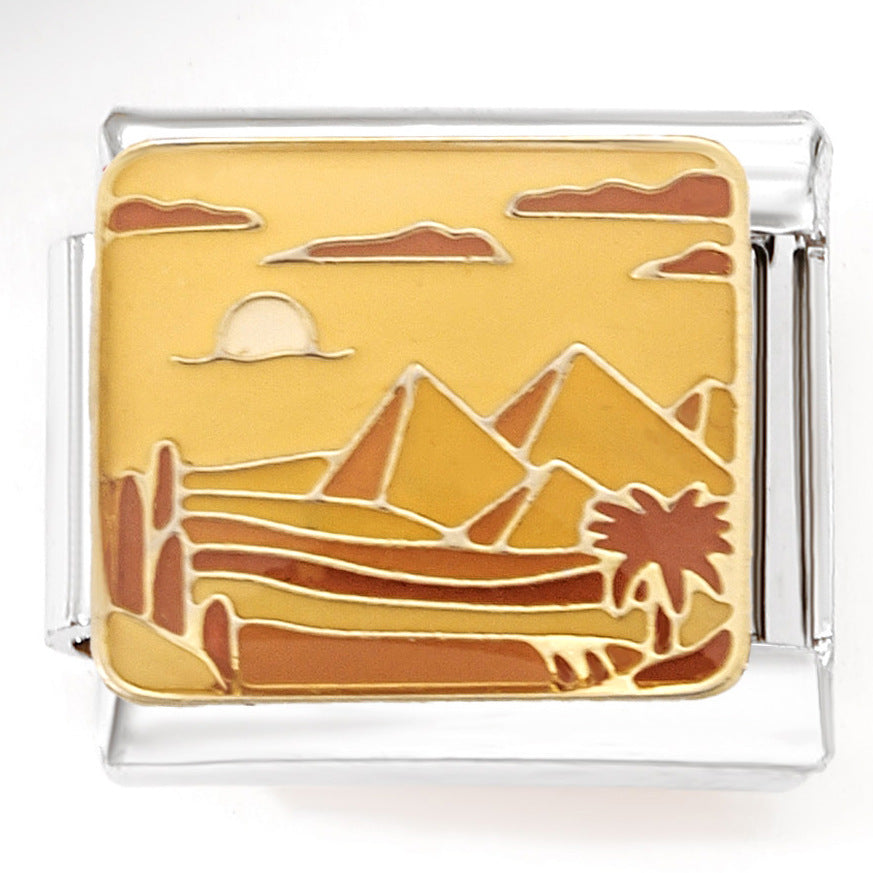 Wholesale Italian Charm Bracelet 9mm DIY Splicing Egyptian Desert Series Stainless Steel Composable Bracelet