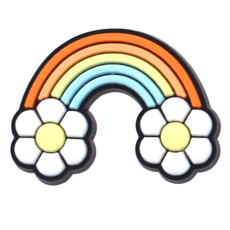 Wholesale  100pcs Random Rainbow Flowers Shoes Accessories Shoes Charms