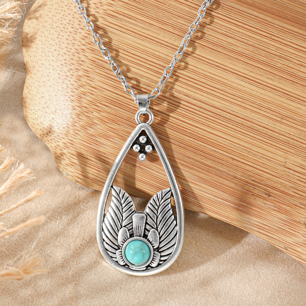 Wholesale Bohemian Heart Drop Pendant Necklace - Ethnic Style Zinc Alloy Inlay for Everyday Fashion Accessory