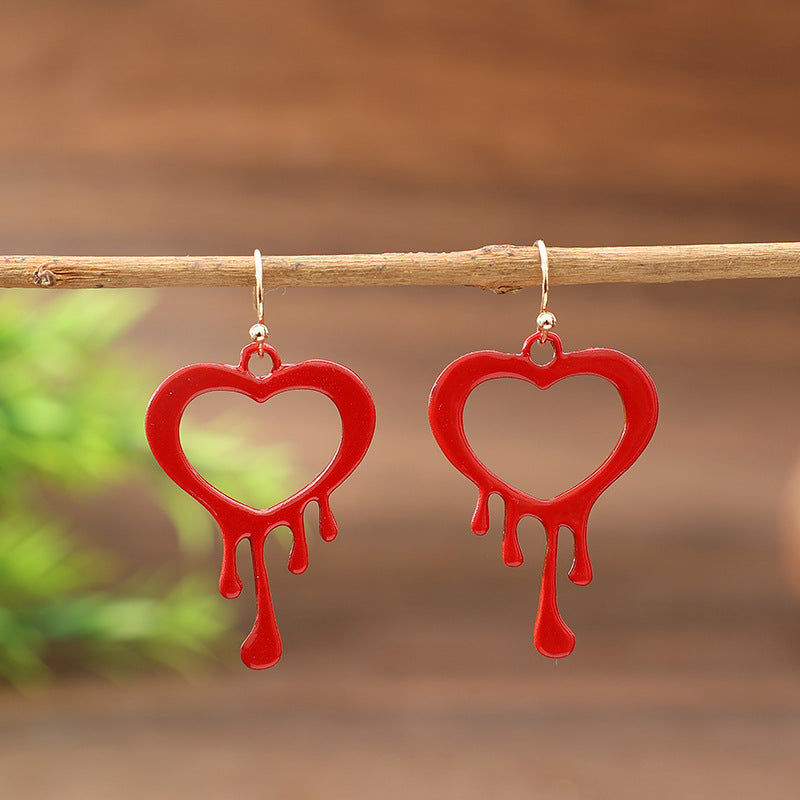 Wholesale Valentine' s Day Red Heart Tear-Drop Earrings - Sweet Style Alloy Fashion Accessory for Gift Boutique Resale