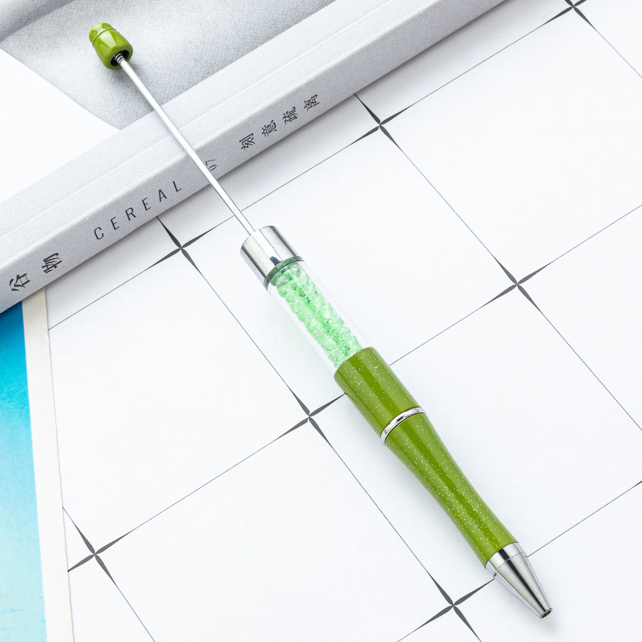 Wholesale DIY Crystal Beadable Pens Multi-Color Rotating Plastic Pen