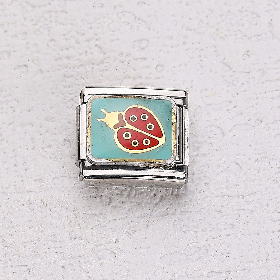 Wholesale 10pcs Italian Charm Bracelet 9mm DIY Splicing Cherry Paper Plane Stainless Steel Composable Bracelet