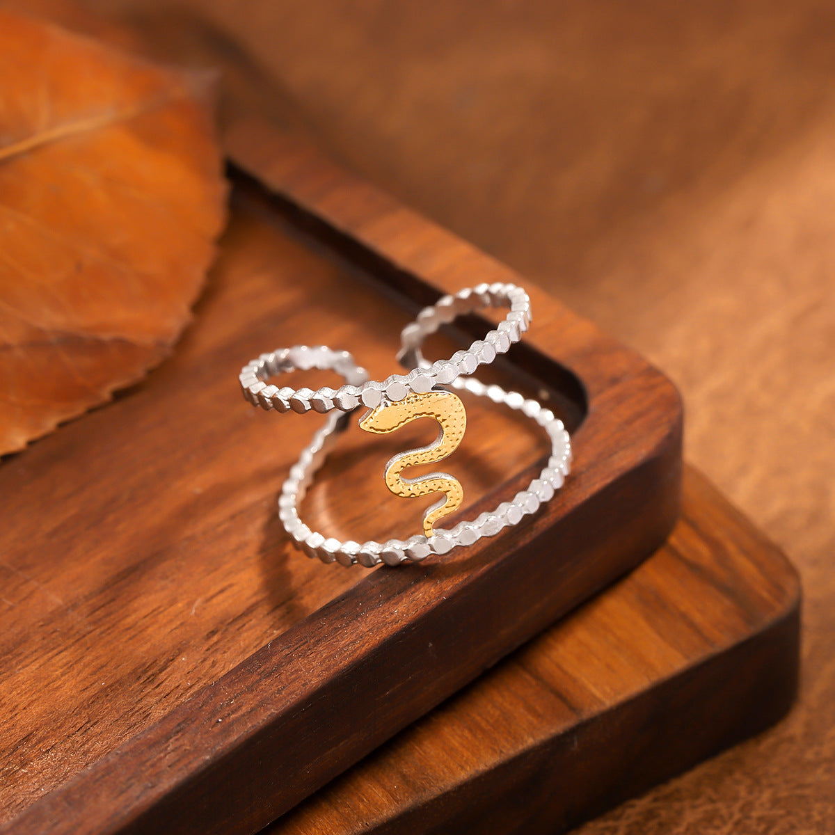 Wholesale Stainless Steel Geometric Open Wide-Band Ring