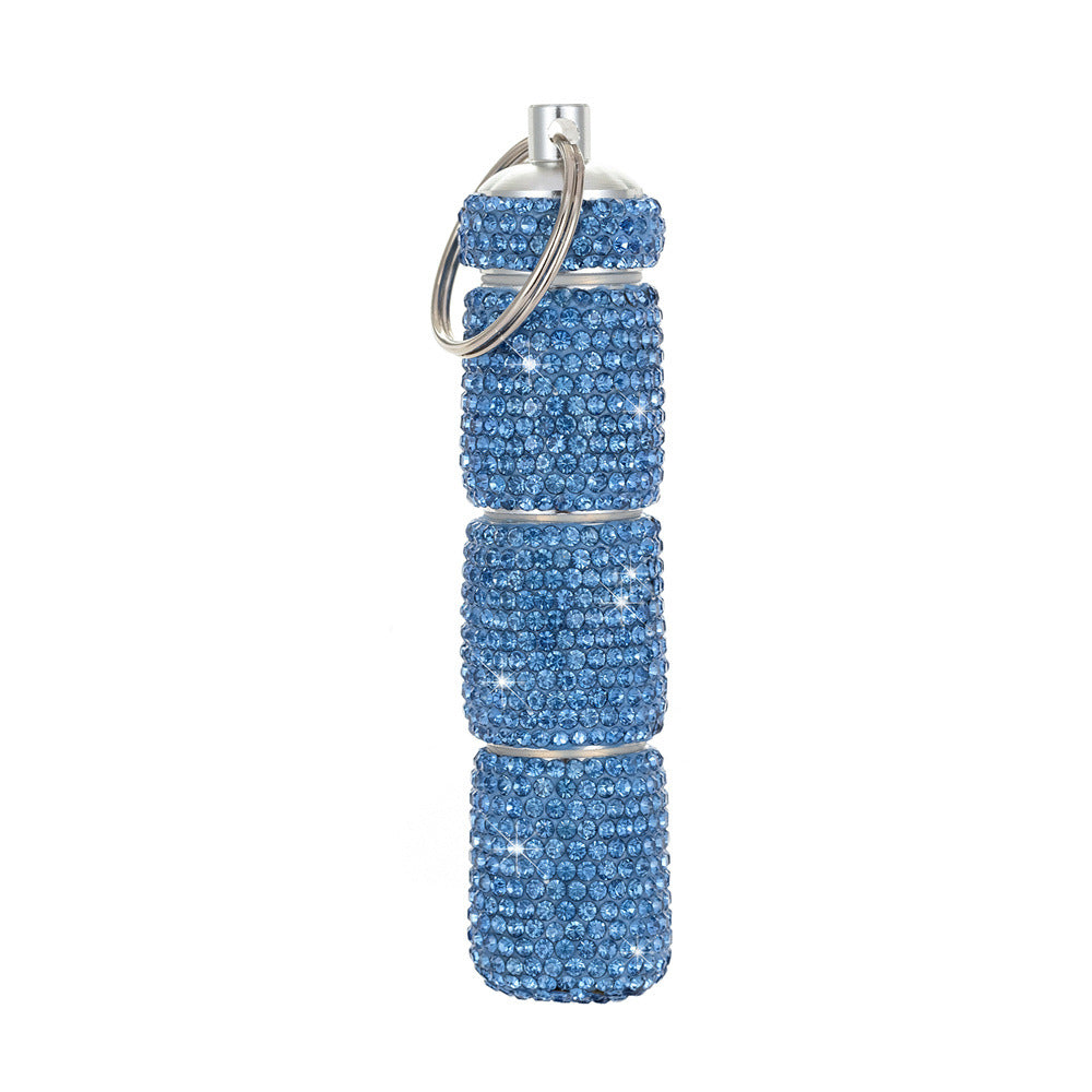 Wholesale Rhinestone Three Section Mini Medicine Bottle Aluminum Alloy Keychain ACC-KC-ZW001