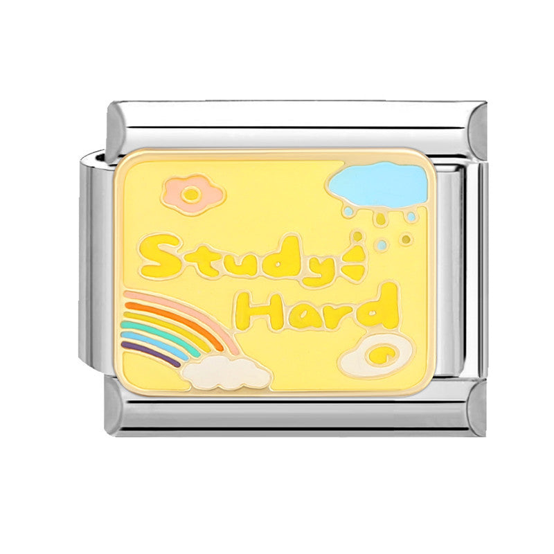 Wholesale Italian Beaded Bracelet 9mm DIY Splicing Removable Yellow Cartoon Series Stainless Steel Combinable Bracelet