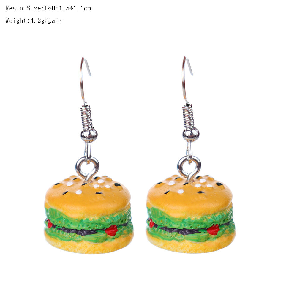 Wholesale  fun  simulation food and play beef hamburger earrings