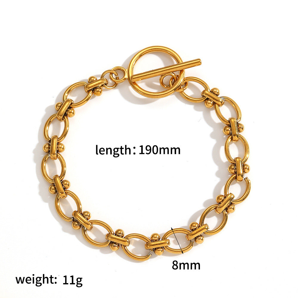Wholesale 304 Stainless Steel Bracelet 18k Gold Plated Vacuum Electroplating in Furnace