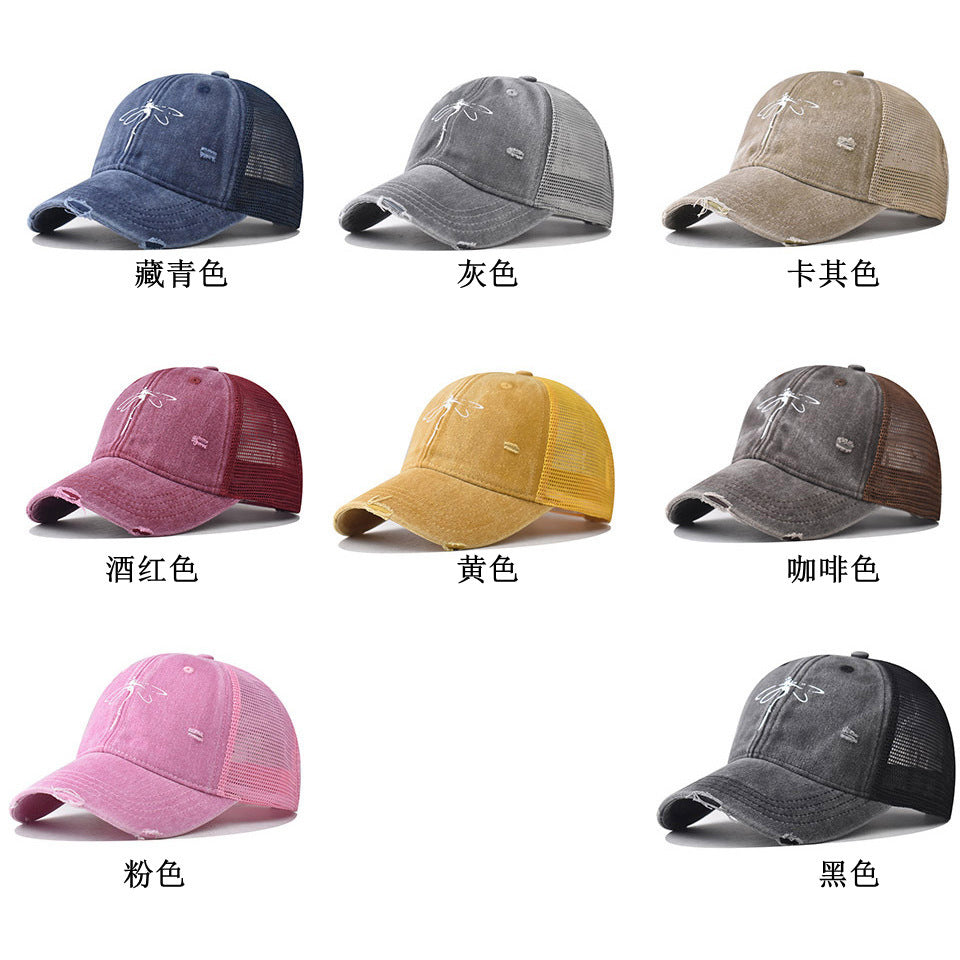Wholesale Chic Butterfly Navy Blue Baseball Cap Adjustable Sun Protection Summer Resale