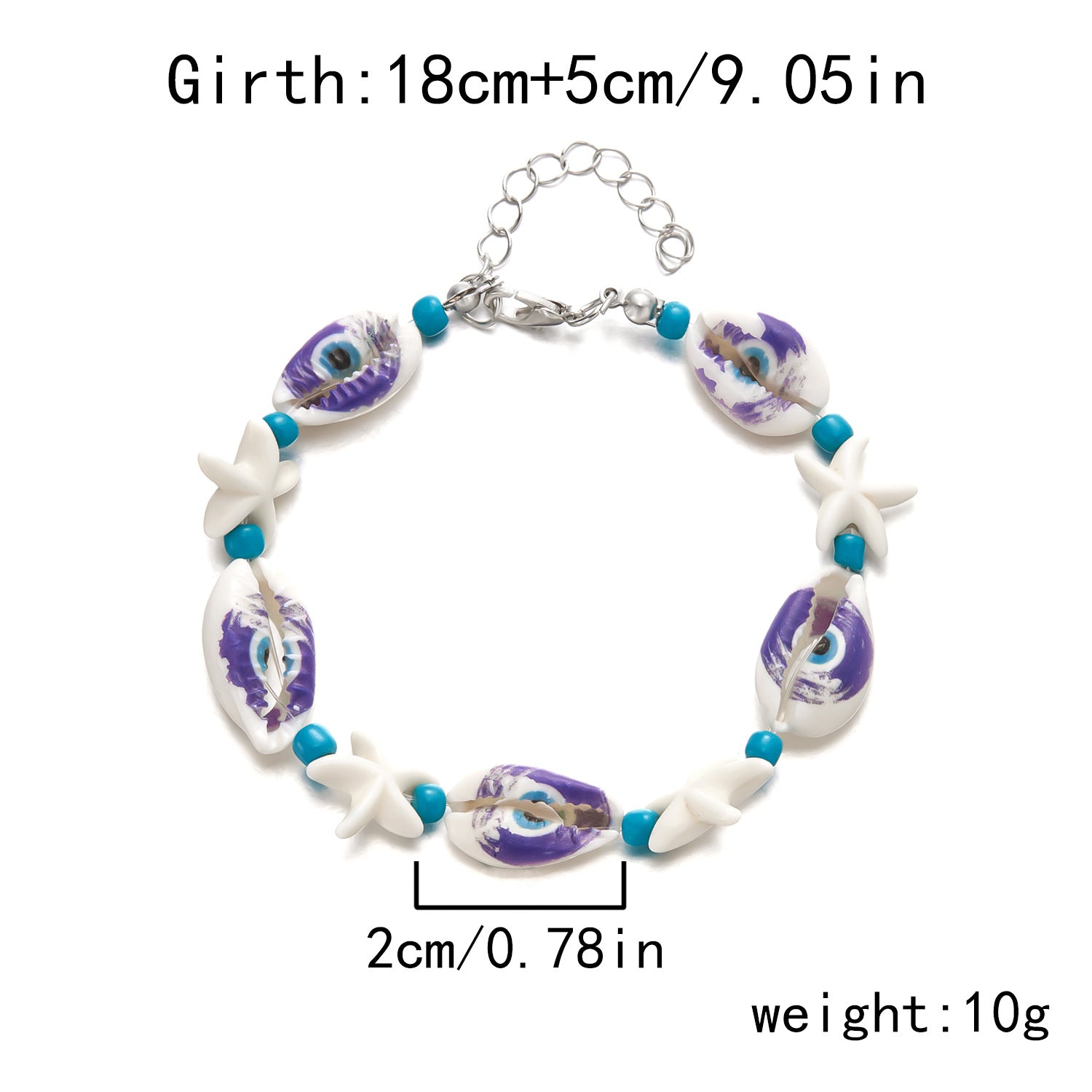 Wholesale  Beach Shell Bracelet Devil's Eye Pattern Starfish Shell Hand-woven Bracelet