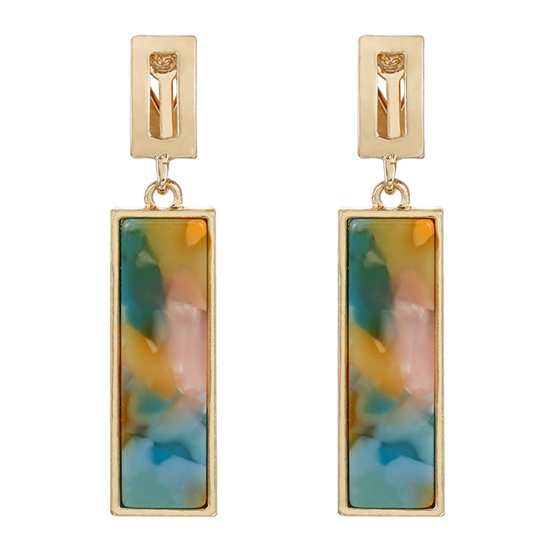 Wholesale colorful rectangular long ear clips earrings