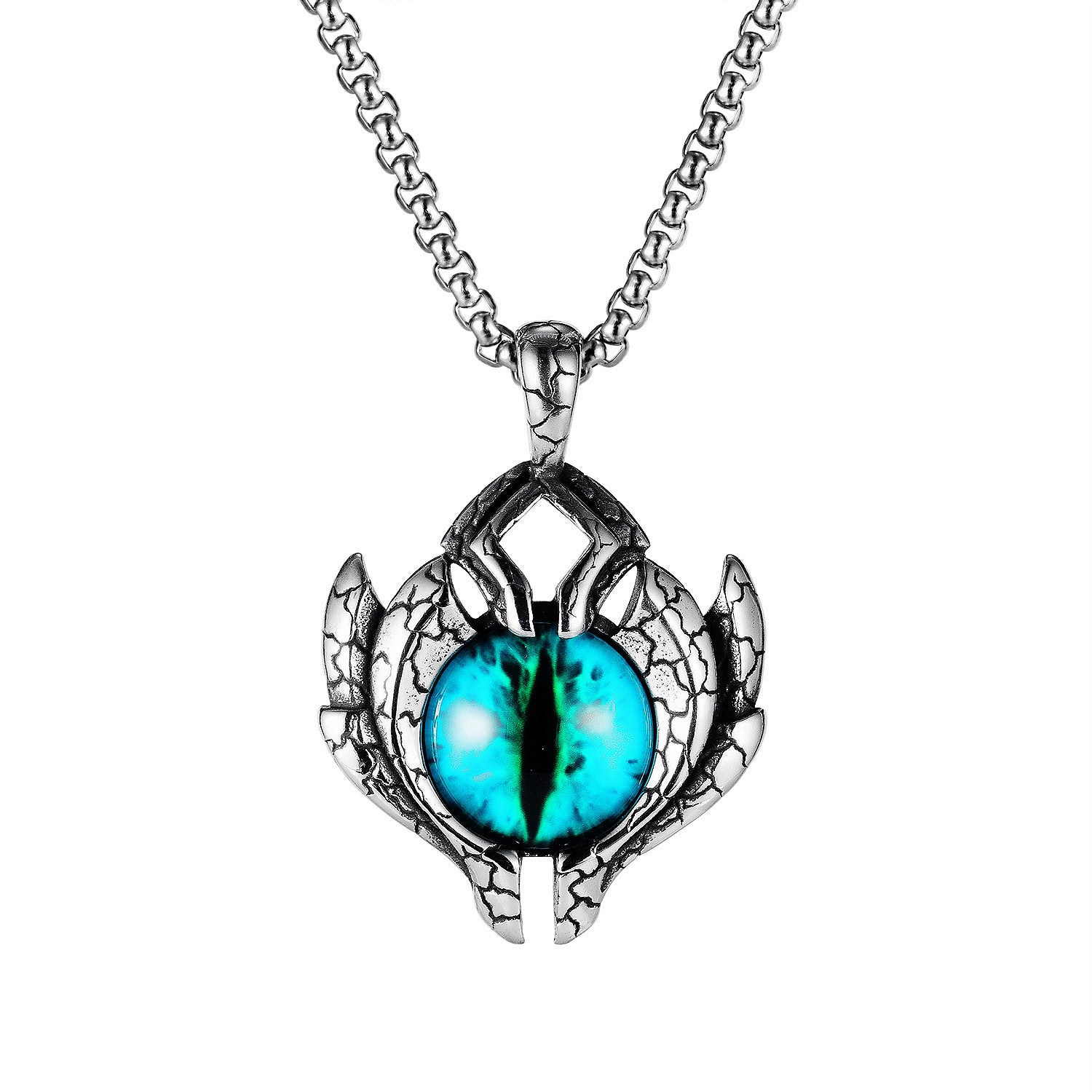 Wholesale Vintage Punk Spaceship Blue Eyes Stainless Steel Pendant Necklaces ACC-NE-XuanChao001