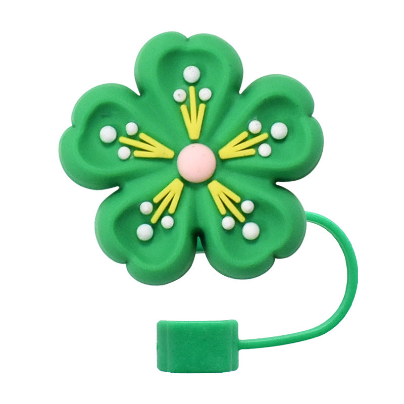 Wholesale   Random 100pcs three-dimensional flower 10mm PVC Soft Straw Tube Cap