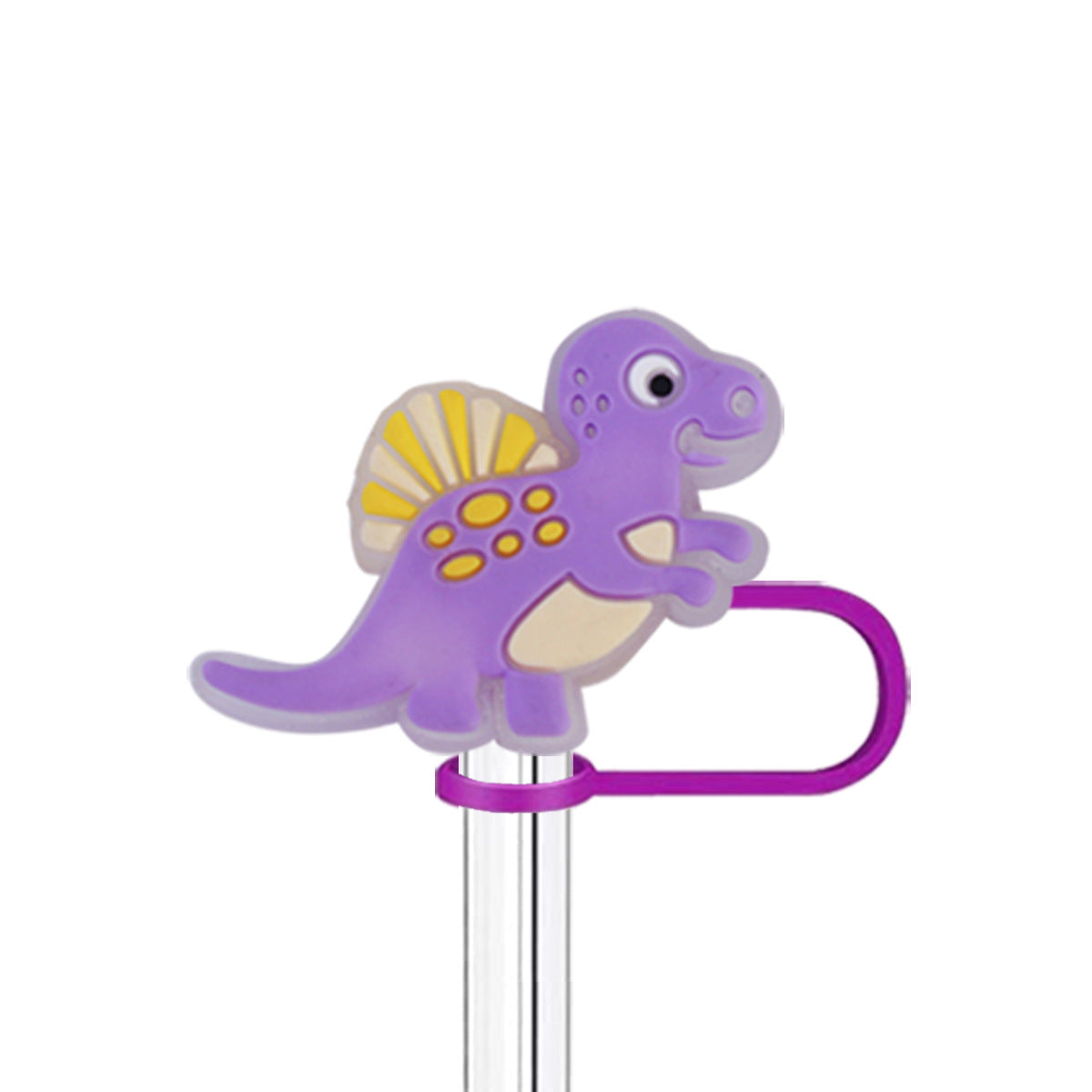 Wholesale  10pcs Cartoon Dinosaur 10mm PVC Soft Straw Tube Cap