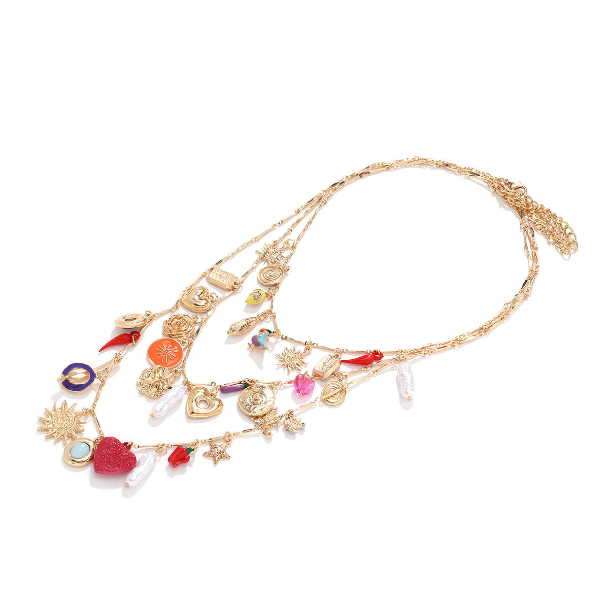 Wholesale  Multi-layer Stacked Love Pepper Beaded Clavicle Chain Necklace