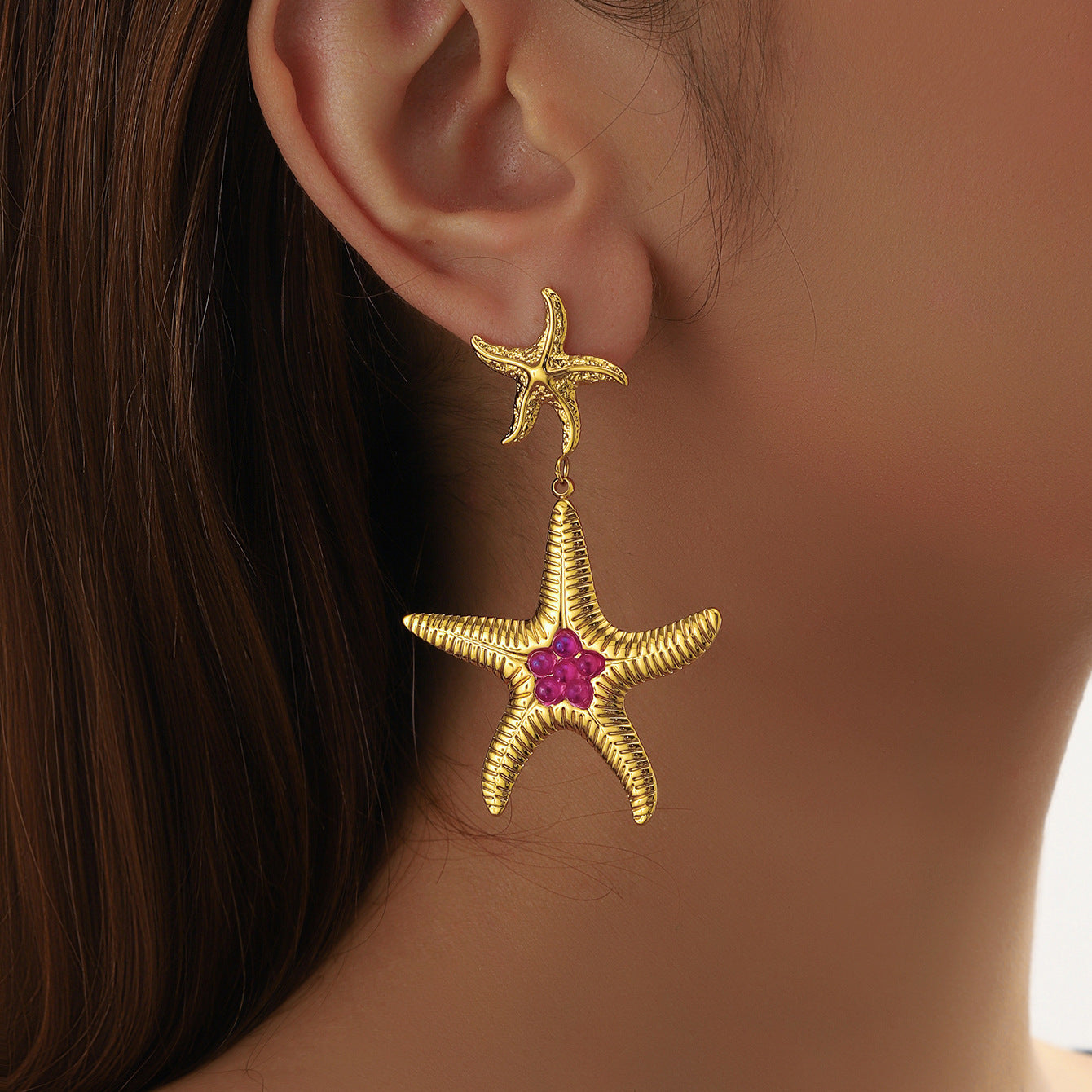 Wholesale  Gold and Silver Two-Color Stainless Steel Earrings 18K Gold Accessible