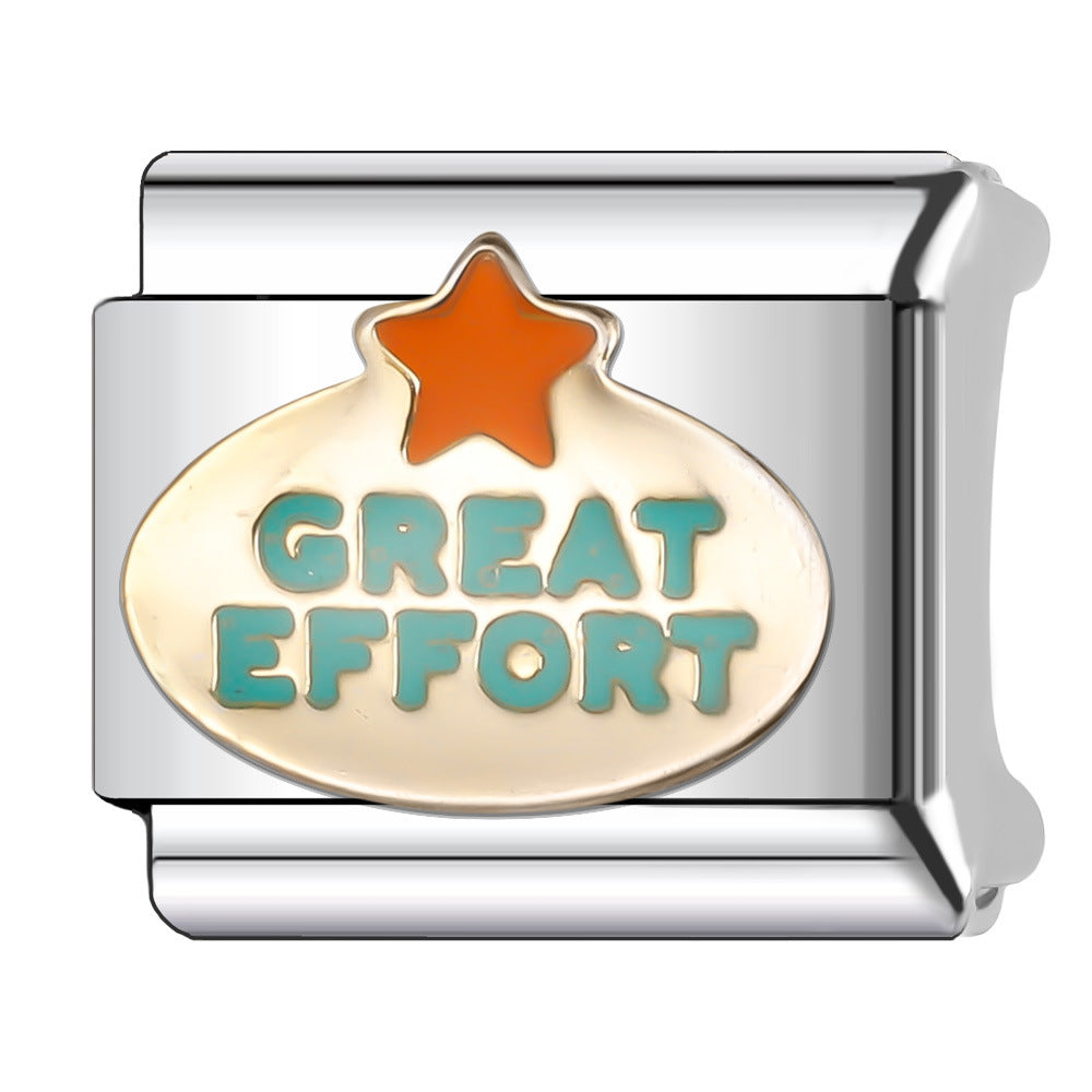 Wholesale Italian Charm Bracelet 9mm DIY Splicing English Retro Series Stainless Steel Composable Bracelet