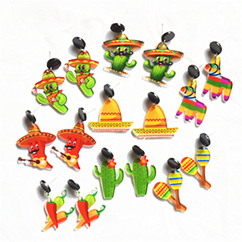 Wholesale Mexican Carnival Earrings  Acrylic Personalized Sweet Earrings for Women
