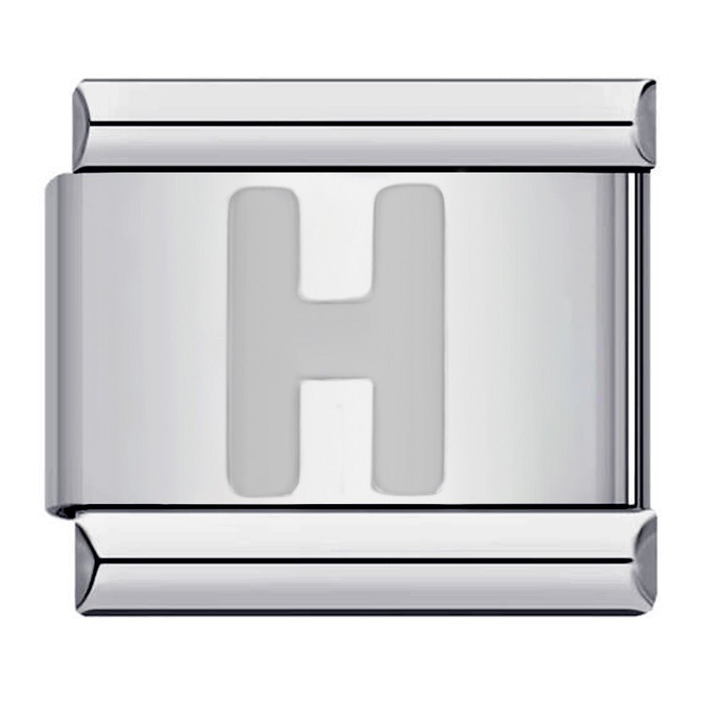 Wholesale Italian Charm Bracelet 9mm DIY Splicing Removable Silver Concave Letters Stainless Steel Composable Bracelet