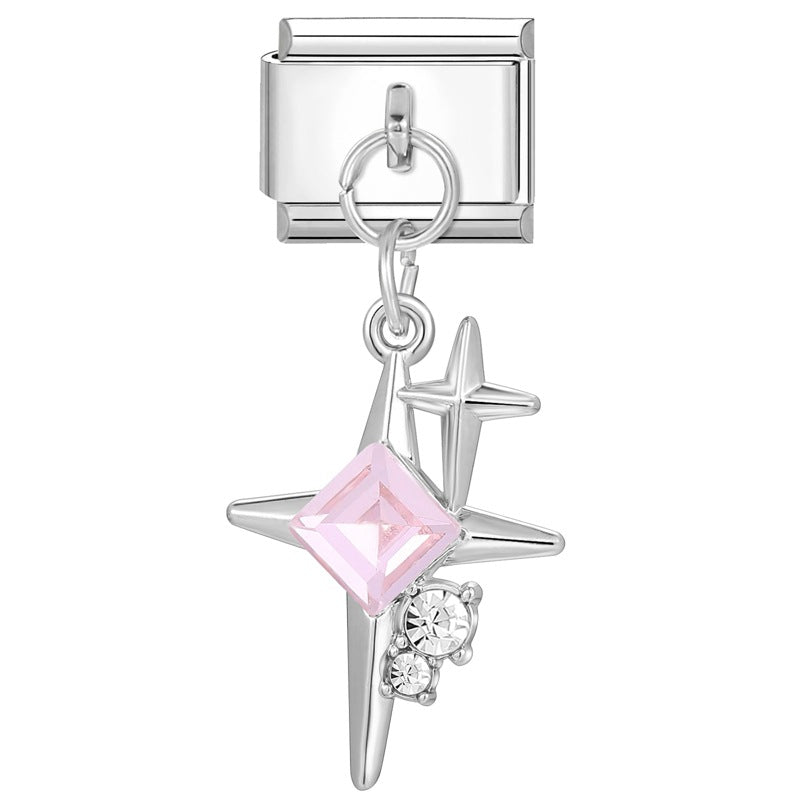 Wholesale Charms module handmade colored diamond pendant personalized butterfly moon DIY module bracelet