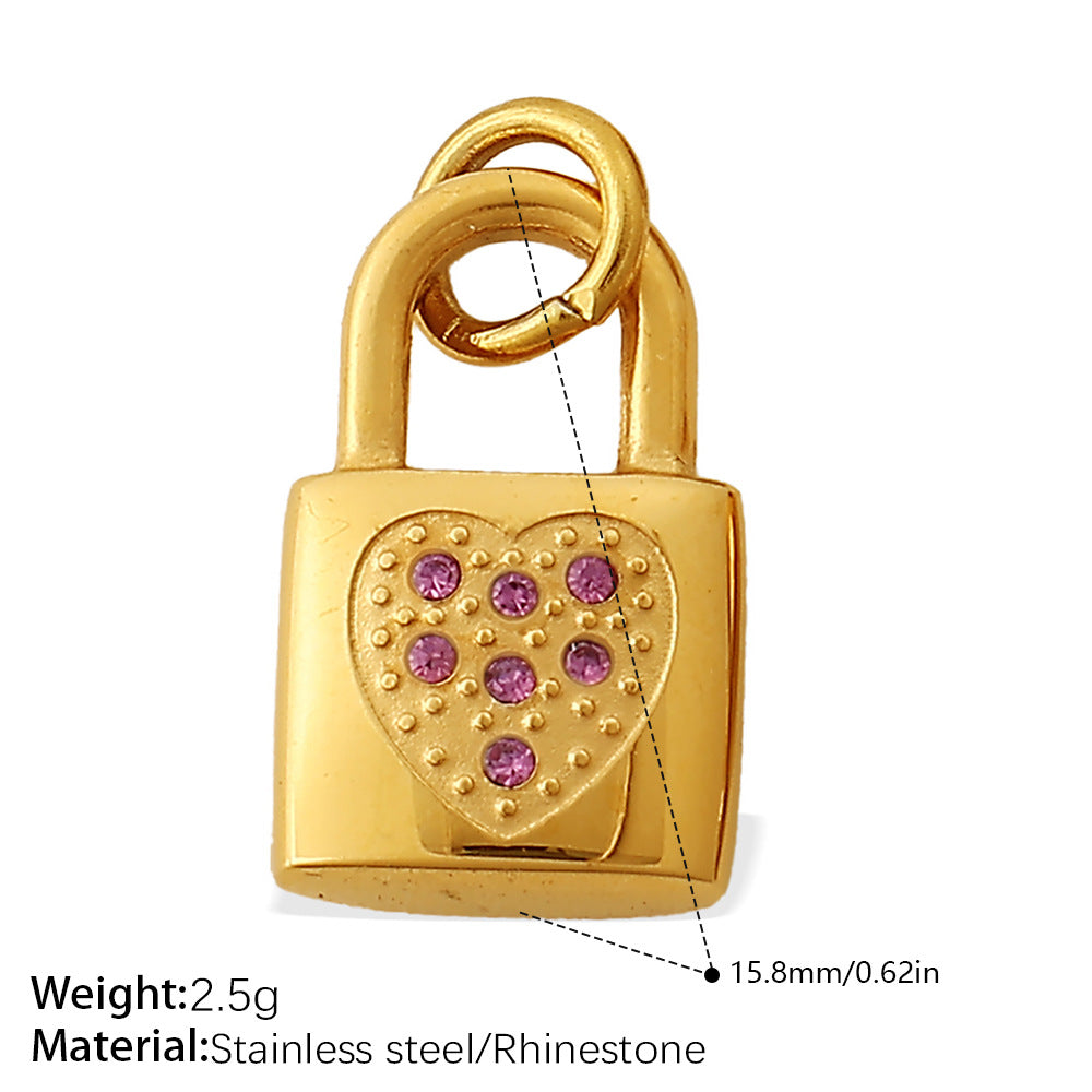 Wholesale Diamond-Encrusted Key Lock Stainless Steel Pendant Accessories