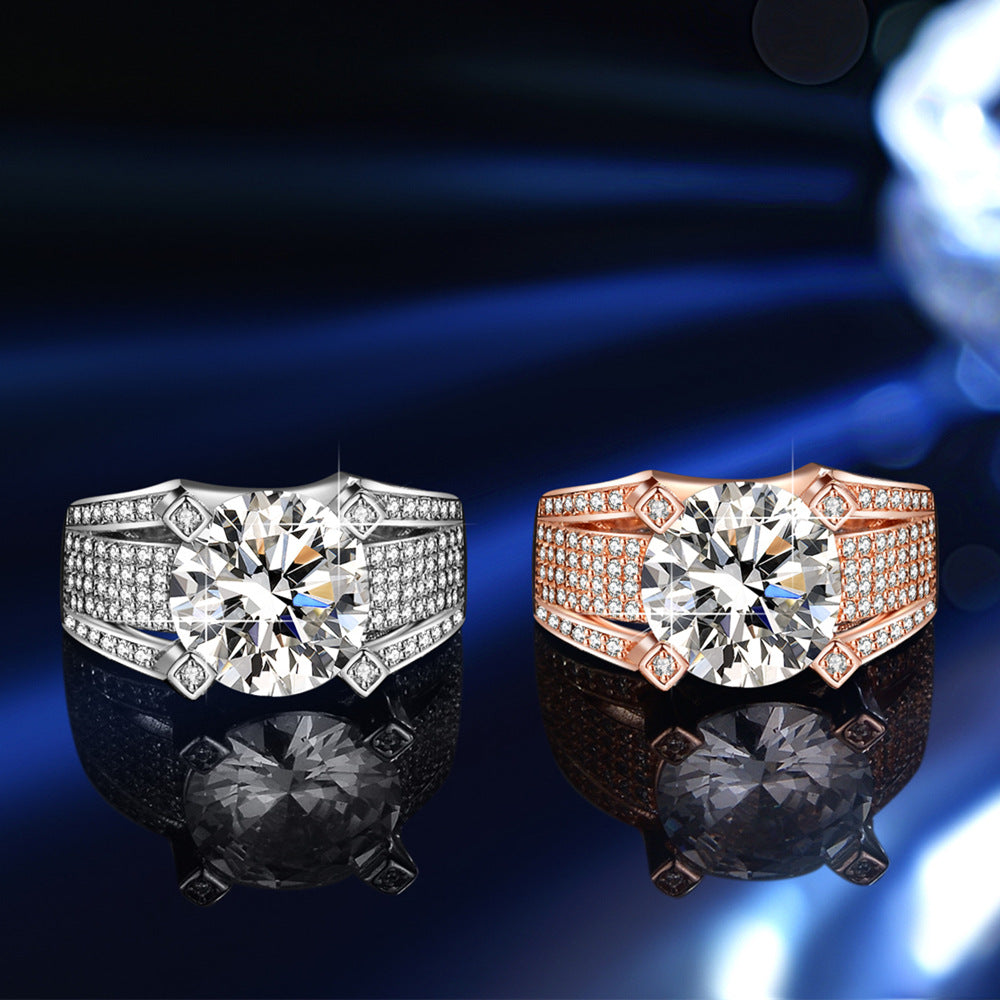 Wholesale Fashion 925 Silver Men S Ring With Moissanite Look Stone White Gold Tone Electroplated Finish Gift Ready Boutique Resale