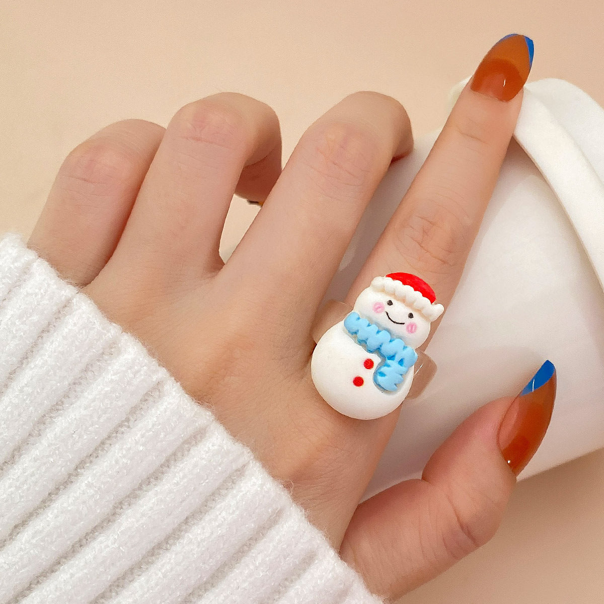 Wholesale Christmas Personalized Cute Cartoon Santa Claus Rings ACC-RS-HanSJ001