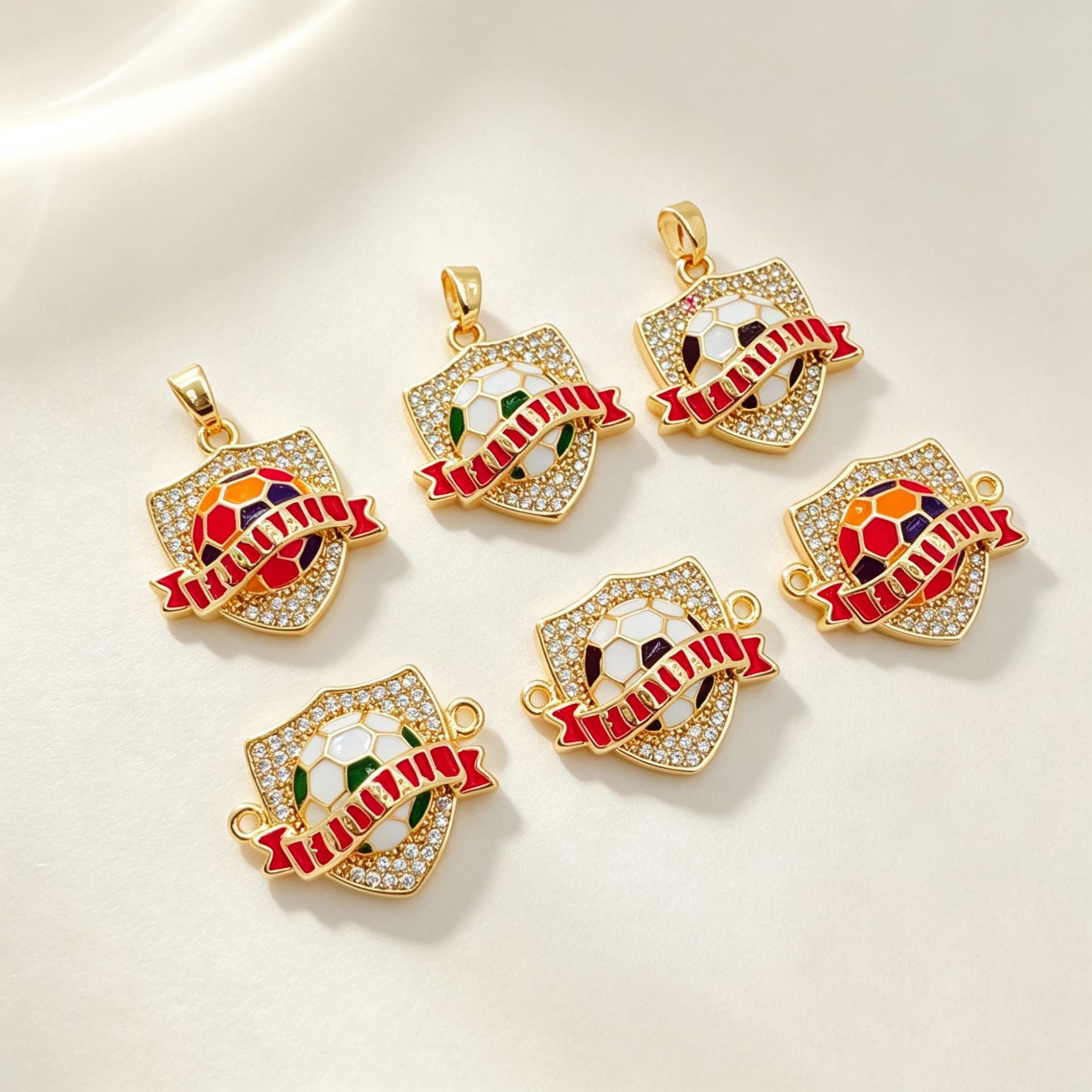 Wholesale Soccer Football Drop Pendant Gold Tone Enamel Charm Car Key Accessory Gift