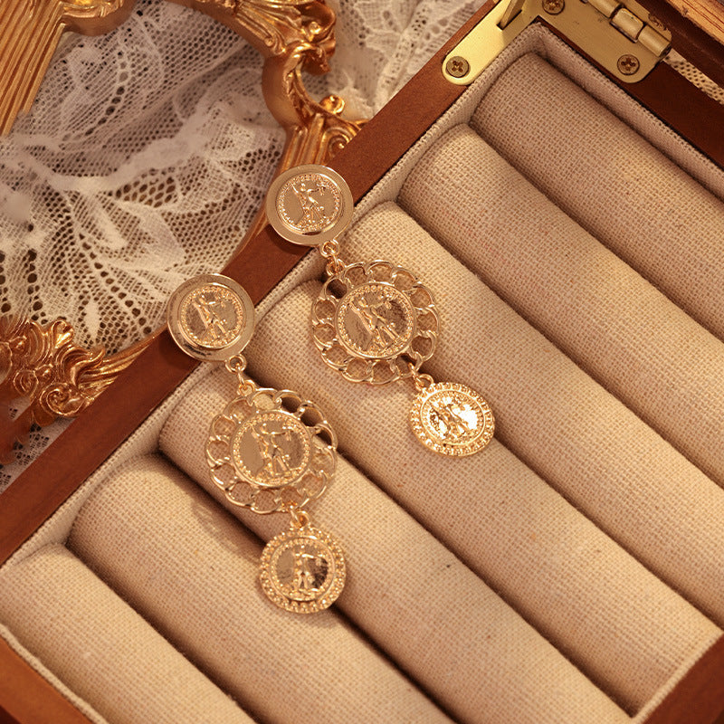 Wholesale metal exaggerated fashion leaves retro s925 silver needle alloy earrings ACC-ES-RuLong002