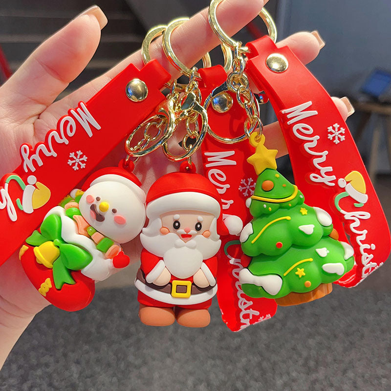 Wholesale Christmas  Keychain Cute Tree Elk Sock Pendant Car Key Accessory Gift For Men Women Boutique Resale