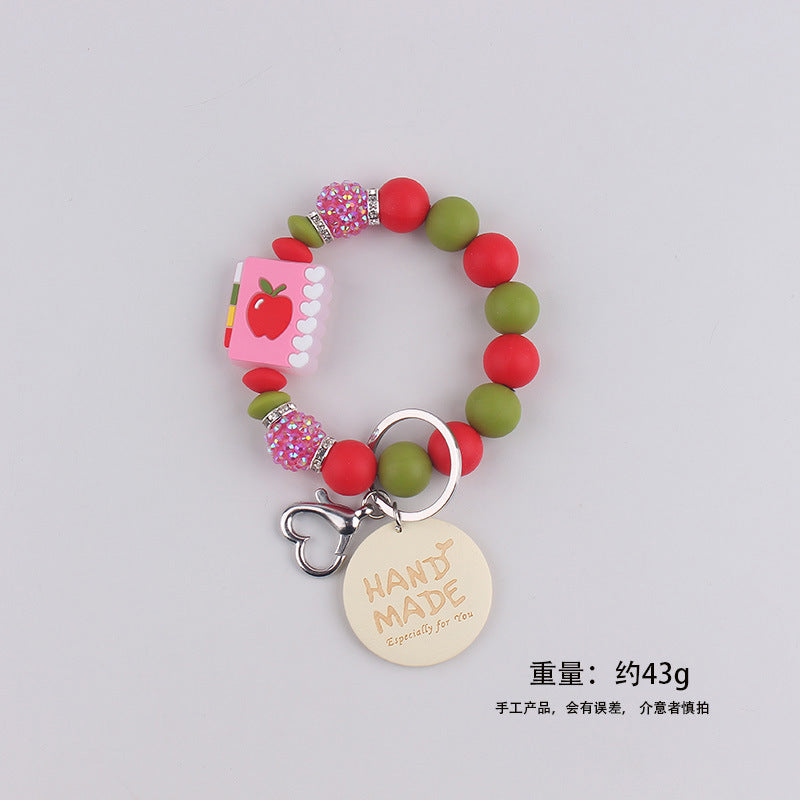 Wholesale Mother' s Day Handmade Smiley-Face Wooden Tag  Keychain