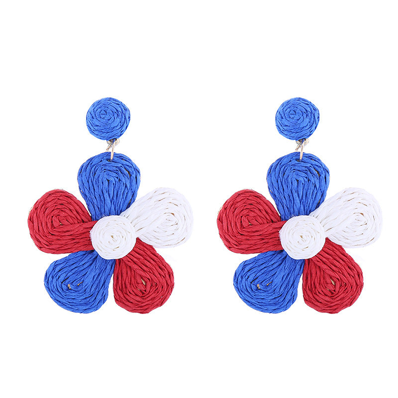 Wholesale American Independence Day Fashionable Minimalist Handwoven Earrings