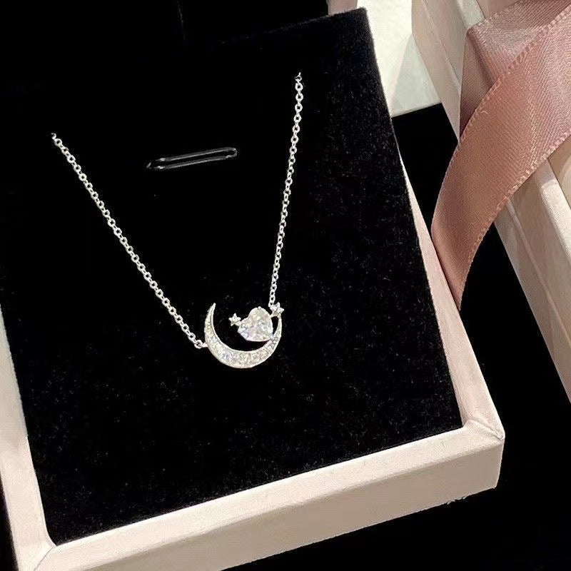 Wholesale Light luxury clavicle chain star moon heart moon necklace