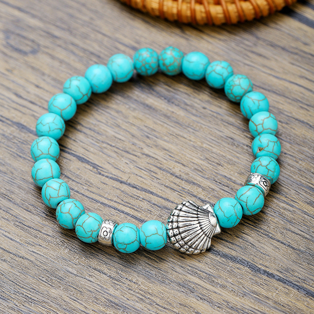 Wholesale Bohemian Turquoise Bracelet with Shell &  Sea Life Pendants - Handmade Jewelry Accessory for Resale