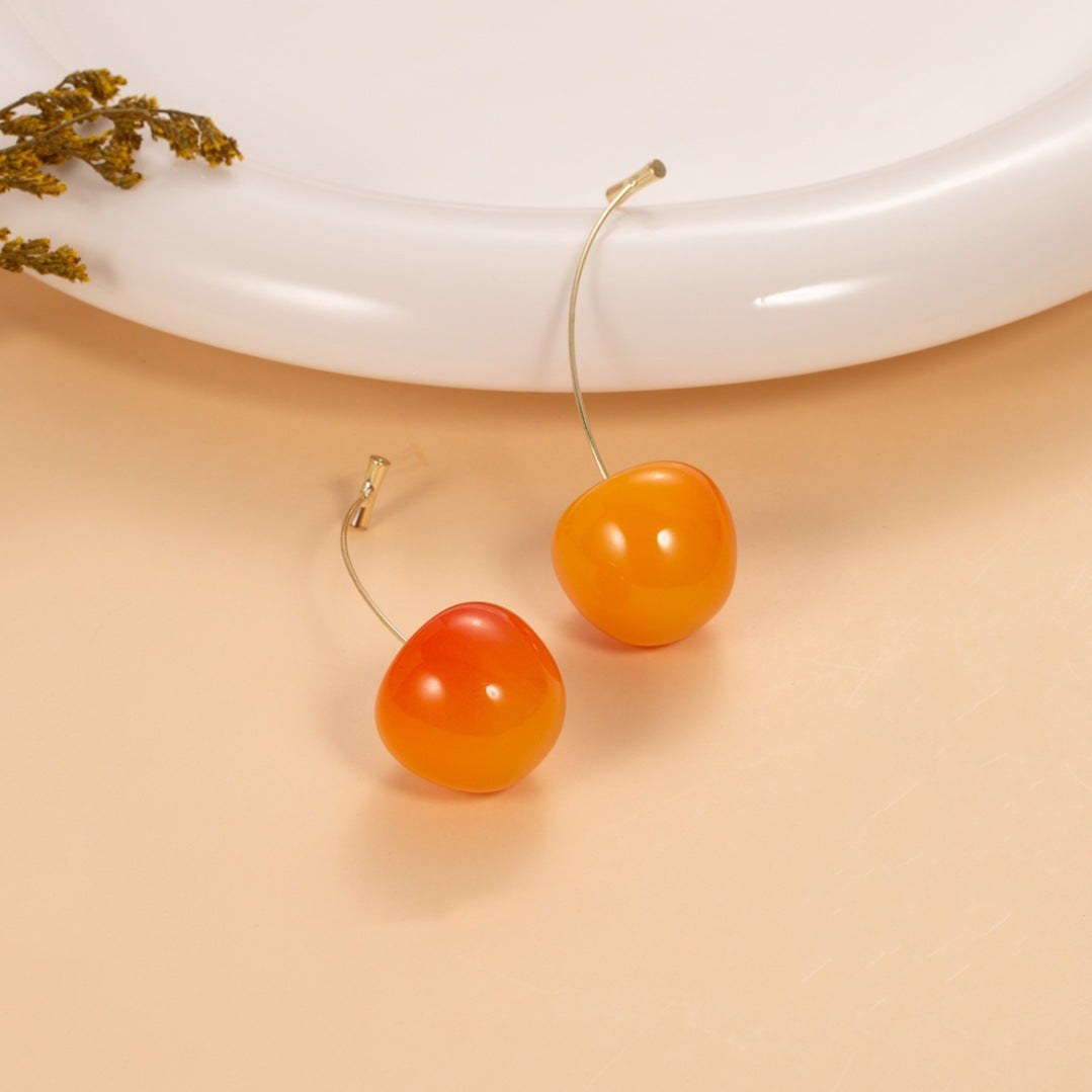 Wholesale Cute Long Red Cherry Earrings