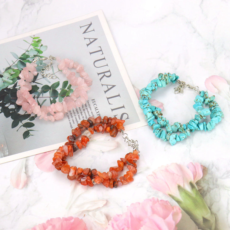 Wholesale Handmade Natural Crystal Double-Layer Bracelet Fashion Accessory Boutique Resale
