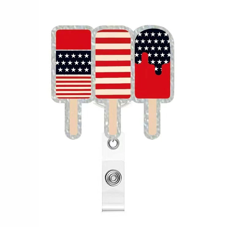 Wholesale Rainbow Flag Acrylic Patriotic Sunshine Retractable Badge Scroll Keychain ACC-KC-LingYu012