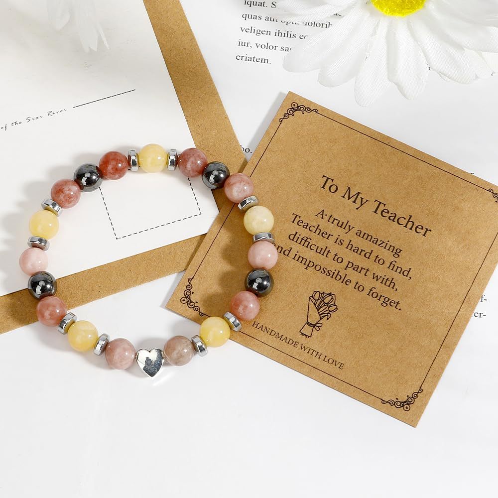 Wholesale  Yellow Chalcedony Magnet Beaded Heart Pendant  Bracelet