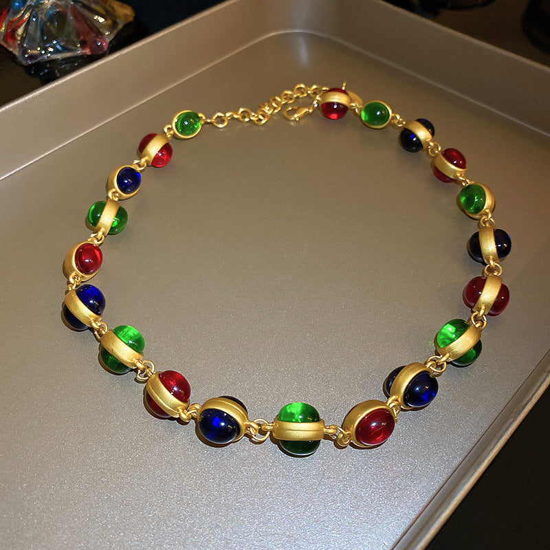 Wholesale Vintage Alloy Rhinestone Flower Layered Clavicle Necklace Jewelry Accessory