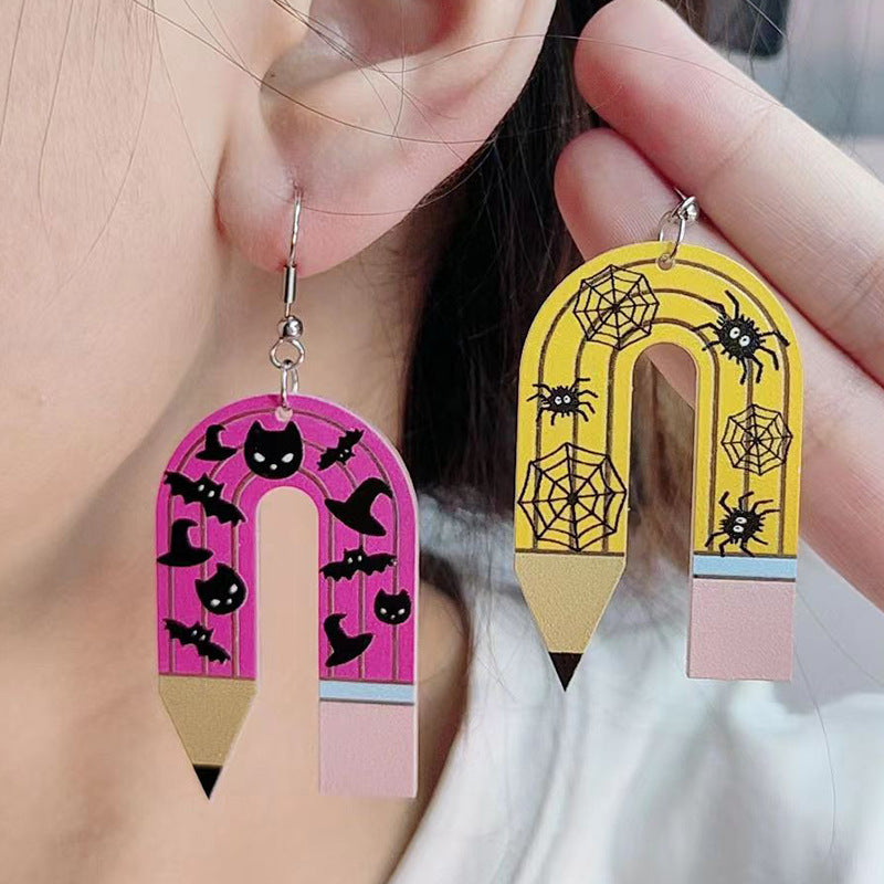 Wholesale  Ghost U-Shaped Pencil Acrylic Earrings