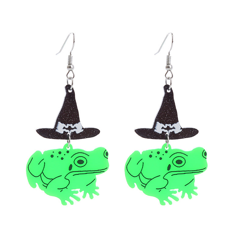 Wholesale  Skull Teeth Pumpkin Frog Snake Acrylic Halloween Earrings