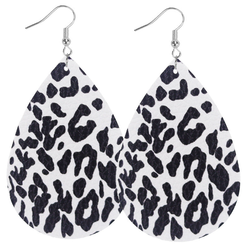 Wholesale Holiday Style Cow Stripe Leopard Leather Earrings ACC-ES-WeiAn007