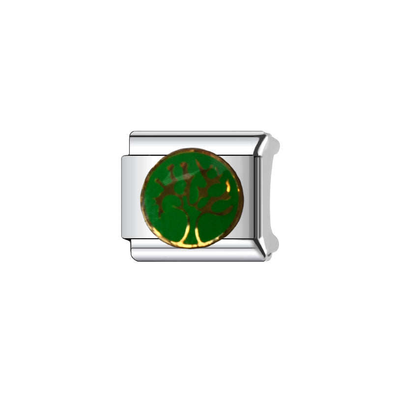 Wholesale Italian Charm Bracelet 9mm DIY Splicing Plant Pattern Titanium Steel  Composable Bracelet