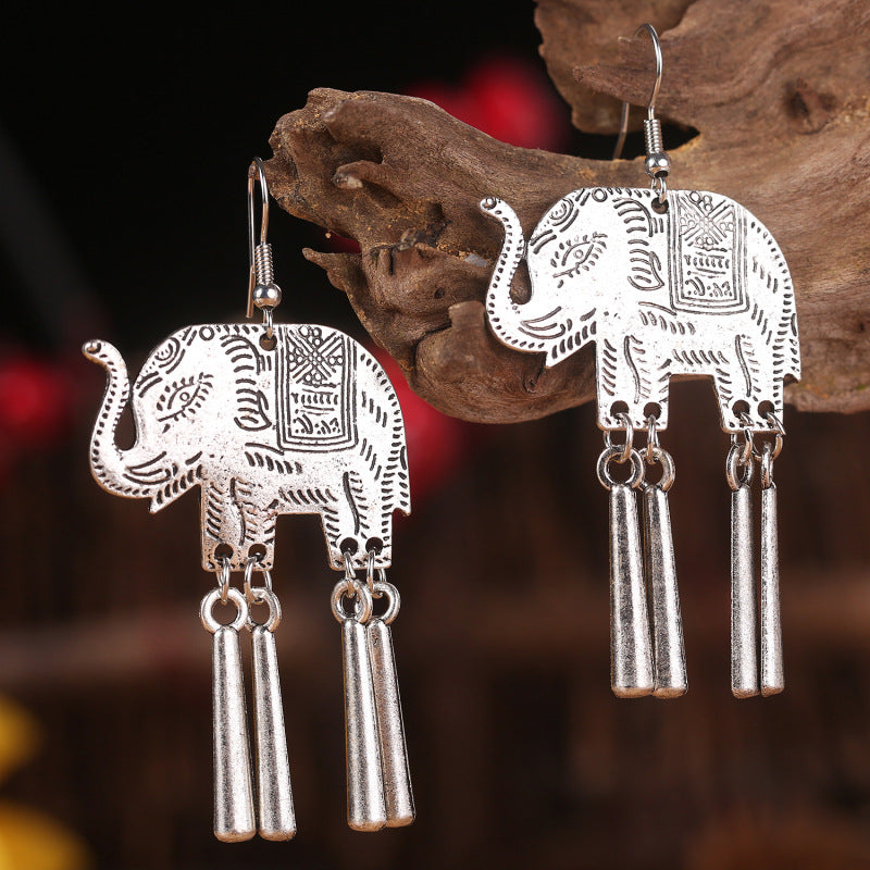 Wholesale 2 Pairs/Pack Bohemian Ethnic Style Retro Alloy Tassel Earrings ACC-ES-HY094