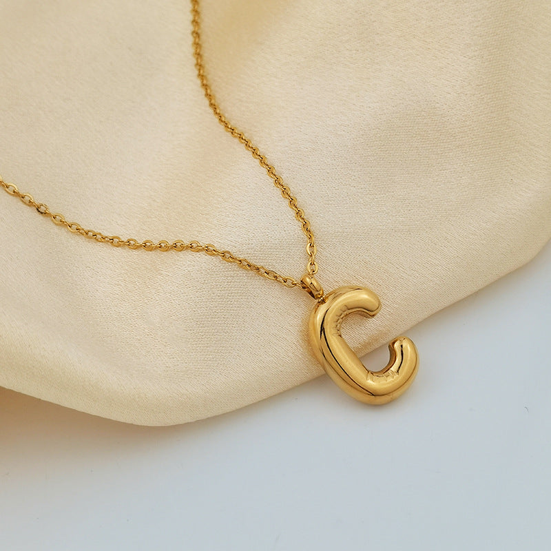 Wholesale 26 Letters 18K Gold Plated Polished Letter Necklaces ACC-NE-GuDi014