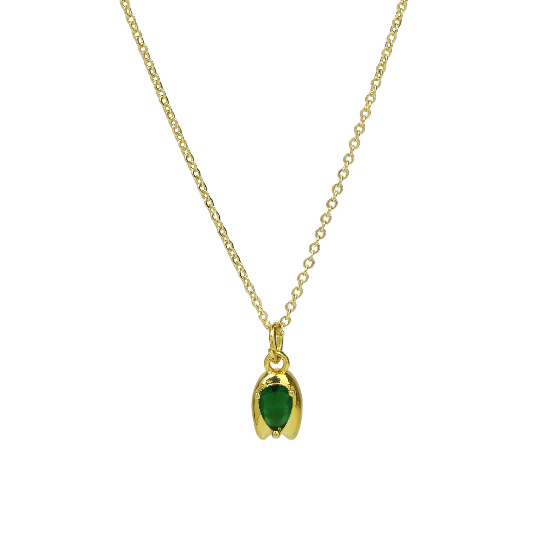 Wholesale Light luxury zircon rose flower bud pendant necklace