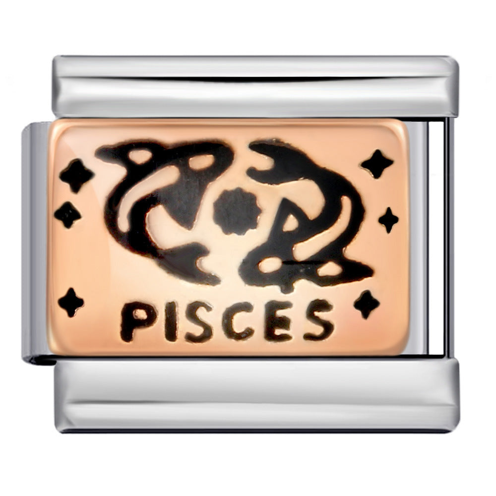 Wholesale Italian Charm Bracelet 9mm DIY Splicing Removable 12 Constellation Stainless Steel Composable Bracelet