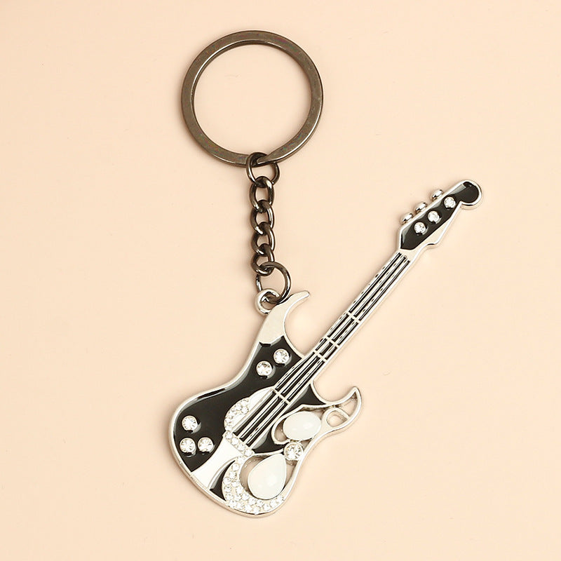 Wholesale Musical Instrument Metal Beads Dot Diamond Guitar Keychains ACC-KC-HongAo010