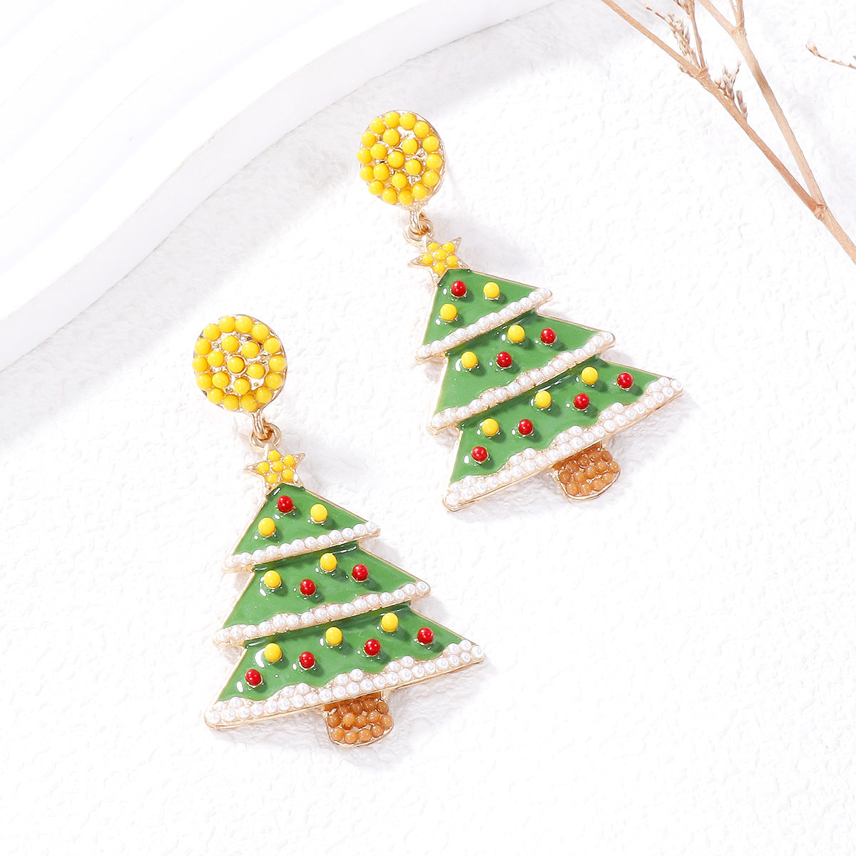Wholesale Christmas Cartoon Christmas Tree Oil Drop Earrings ACC-ES-JuJia011