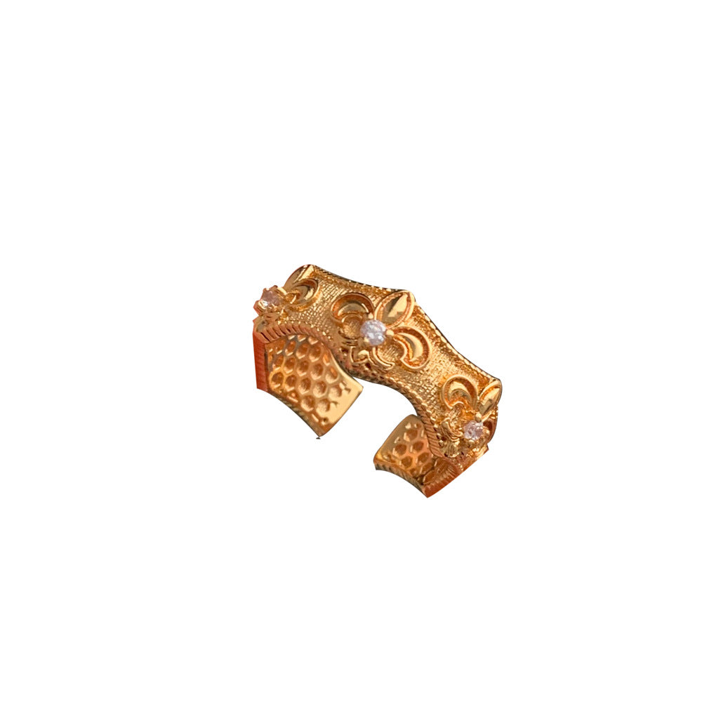 Wholesale Italian Brushed Cut Out Iris Flower Ring