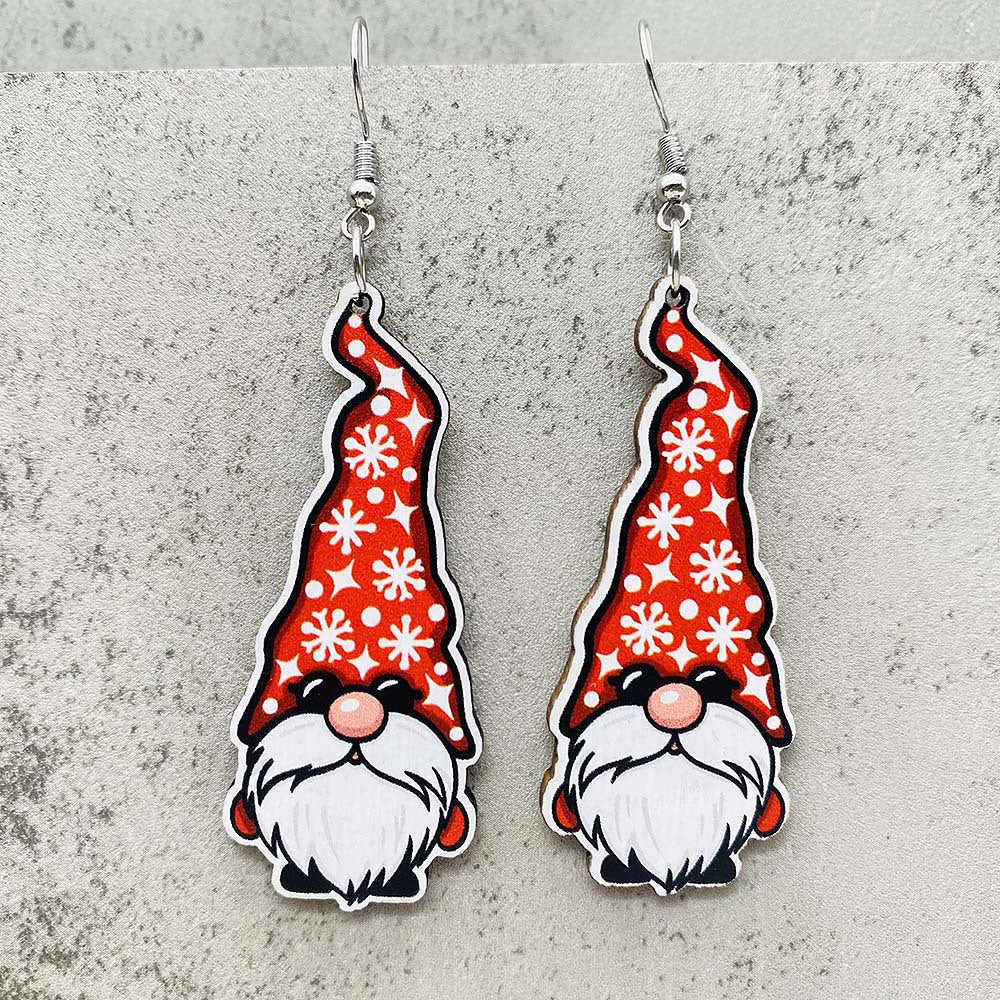 Wholesale Christmas Bell Gingerbread Man Lantern Dwarf Wood Earrings ACC-ES-ChenY087